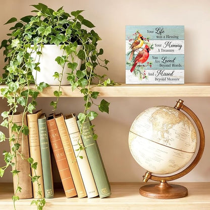 Your Life Was A Blessing Wood Block Plaque Box Sign for Home Living Room Coffee House Bar Shelf Table Office Decoration, Bird Art Decor Gifts for Women Mom Wife Sister Hostess Family Friends