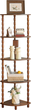 MaxSmeo Corner Shelf, 5-Tier Corner Bookshelf for Small Spaces, Stylish Corner Storage Display Shelves for Bedroom, Bathroom, Kitchen, Living Room (Rustic Brown)