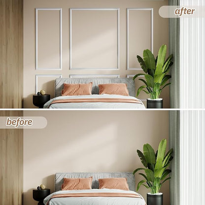 Peel and Stick Wall Molding Kit, Accent Wall Panels for Interior Wall Decor with Double-Sided Tape, 3 Set Pre-Cut PS Wainscoting Panels (50 * 40 in)