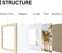 Vittanly 8x8 Picture Frames Set of 9, Shatter Resistant Plexiglass, Display 4x4 Pictures with Mat or 8x8 without Mat, Photo Frames for Wall Mount, Engineered Wood, OAK