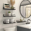 RICHER HOUSE Bathroom Floating Shelves with Guardrail, Set of 4 Rustic Wall Mounted Storage Shelves, Over Toilet - Black