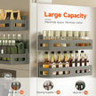4 Pack Strong Magnetic Spice Rack for Refrigerator, Multipurpose Magnetic Shelf for Fridge with 4 Hooks for kitchen and Bathroom Organization, Grey