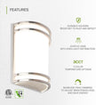 ASD LED Indoor Wall Mount Light Fixture - 8 Inch 15W Modern Interior Nickel Dimmable Wall Sconce Light - ETL 3000K 4000K 5000K Adjustable - Hallway, Bedroom LED Wall Lights, 4 Pack