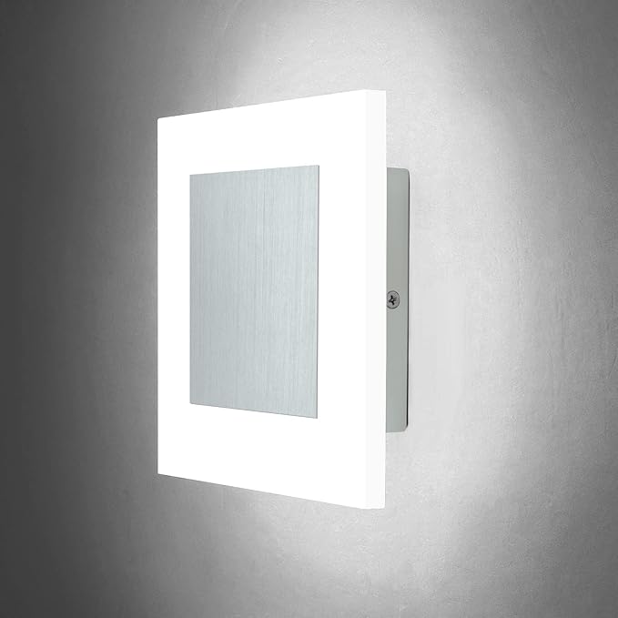 Kawell Modern 10W LED Wall Sconces Indoor LED Wall Light Square Acrylic LED Wall Lamp Minimalists LED Wall Light Sconce for Bedroom Living Room Stairwell Hallway Lounge, Cold White