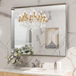 LOAAO 40X36 Inch Brushed Nickel Bathroom Mirror, Rounded Rectangle Silver Metal Frame Mirror, Brushed Nickel, Anti-Rust, Shatter Proof, Hangs Horizontally or Vertically