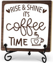 Coffee Desk Decor Sign, Coffee Time Sign With Stand For Farmhouse Home Kitchen Table, Wine Sign For Farmhouse Home Kitchen Bar Shelf Table, Gifts For Family Friend Coworker-11