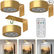 L LOHAS LED Gold 3Pcs Battery Operated Picture Light, Magnetic LED Painting Light with Remote, Dimmable and Timer, Art Display Light for Picture Frame Paintings, Wireless Wall Decor Puck Lights, 3CCT