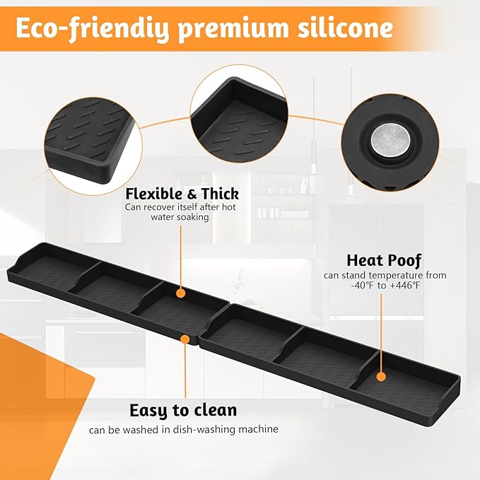 30 Inch Silicone Stove Oven Top Shelf Magnetic for Kitchen Gadgets, Soft Flexible Strong Magnetic Heat Resistant Spice Rack Kitchen Organizer