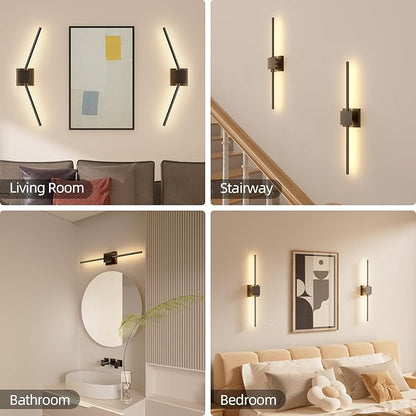 Torchlet Battery Operated Wall Sconce with Remote Control, Dimmable Wall Sconces Set of Two with DIY Independently Rotatable Lamp, 3000K-6000K LED Wall Lights for Living Room, Bedroom, 28.3In, 2 Pack