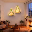 Floating Shelves for Wall, Hanging Shelves with Artificial Ivy LED String Light, No Drilling Hanging Shelf, Wood Hanging Plant Shelves for Wall Décor, Boho Decor, Art Bedroom, Set of 2