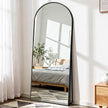DUMOS Arched Full Length Mirror with Stand Floor Standing Aluminum Frame for Bedroom Body Hanging Leaning Modern Simple Home Decor Shatter-Proorf Nano Glass Wall Living Room Cloakroom Black 65