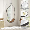 JJUUYOU Irregular Wall Mirror Black Metal Framed Decorative Asymmetrical Bathroom Mirrors Large 22
