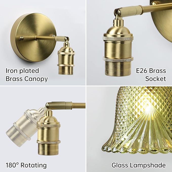 GEEZO Vintage Battery Operated Wall Sconce, with Rechargeable Battery Powered Wall Light with Remote Control for Bedside Bedroom