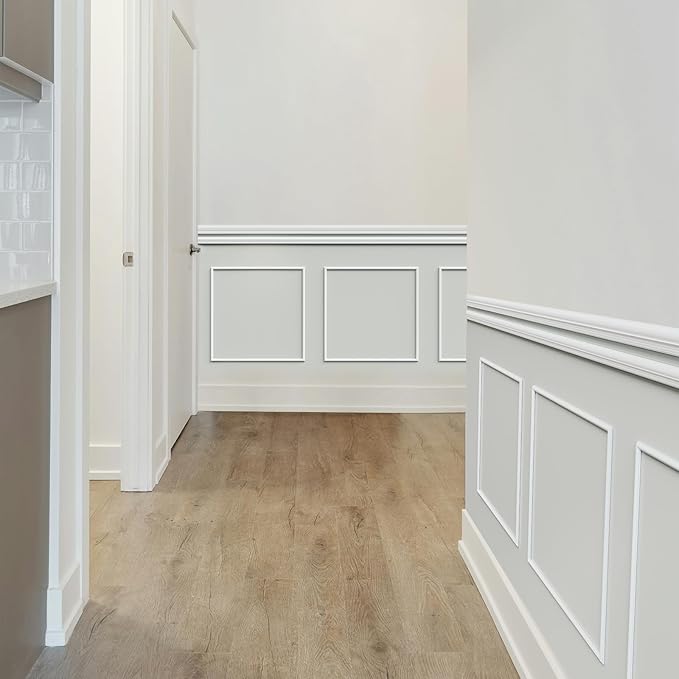 Melkus Peel and Stick Wall Molding Kit, 3 Sets 24" x 24" Precut Wainscoting Panels, Self Adhesive Molding Trims for Interior Wall Décor