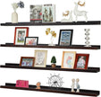 PHOENANCEE Long Floating Shelves for Wall 47 Inch,Real Wood Picture Ledge Shelf with Lip Set of 4,Photo Frame Storage Display for Living Room Nursery Bedroom Bathroom Kitchen Home Decor (Dark Walnut)