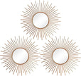 3 Pack Metal Mirrors for Wall Sunburst Wall Mirrors Home Décor Decorative Hanging Wall Art for Living Room Bedroom Entryway (Rose Gold2, Sunburst)