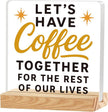 Rustic Valentines Desk Decor for Coffee Bar Porch Tiered Tray, Happy Valentine's Day Home Office Table Sign for Shelf Party, Let's Have Coffee Together