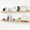 RICHFOCUS Floating Shelves for Wall, 48 inch Solid Wood Picture Ledge Shelf for Wall Storage, Nursery Book Shelves with Lip for Living Room Bathroom Bedroom Kitchen, Set of 2, Natural