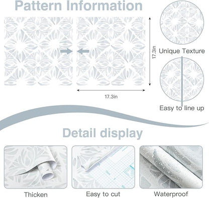 Blue Wallpaper Coastal Peel and Stick Wallpaper Boho 78.7"x17.3" Blue and White Wall Paper Geometric Contact Paper Textured Removable Vinyl Waterproof for Bathroom Bedroom Farmhouse Kitchen