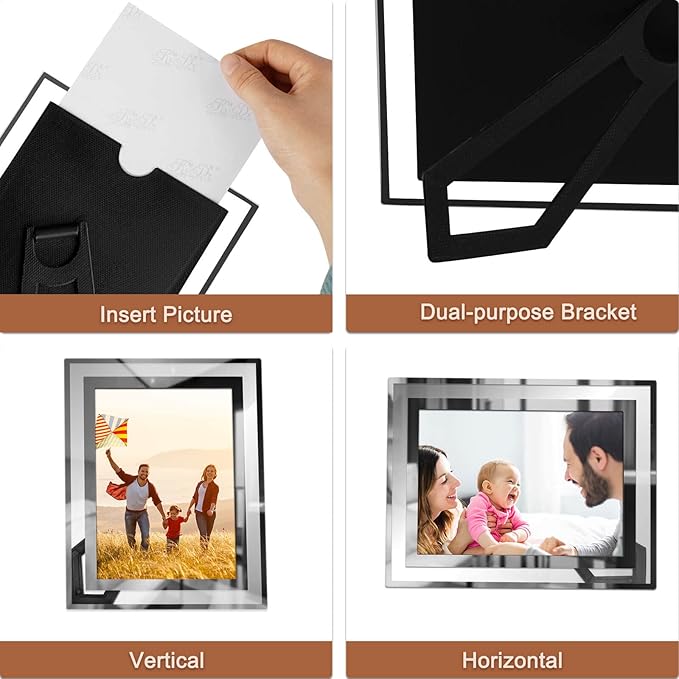 IZIDDO 4x6 Picture Frames Set of 2, Silver Glass Photo Frame for Tabletop Display, Gift Picture Frame, Horizontally or Vertically