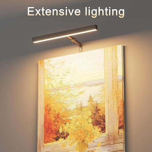 4W Plug in Picture Light for Paintings with Remote Control, 12" LED Art Display Lighting for Gallery, Dartboard, Artwork, Black Wall Mounted Picture Frame Light
