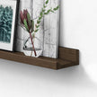 Forbena 36 Inch Long Picture Ledge Shelf, Wooden Floating Shelves for Wall with Lip, Dark Brown Wall Mounted Bookshelf Bookshelves for Living Room Bedroom Office Books Photos (Real Wood, Set of 4)