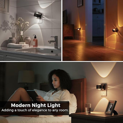 L LOHAS LED Night Light Projector, Night Lights Plug into Wall, 2000K/3000K/5000K Adjustable Color Temperature Nightlight, Rotating Nightlight with Light Sensor for Kids, Bathroom, Gaming Room,1 Pack