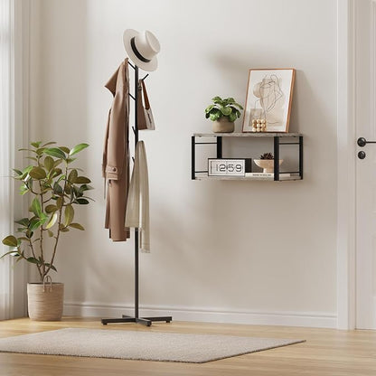 Floating Nightstand Wall Shelf, Wood Bedside Shelf Wall Mounted Nightstand Set of 2, Floating Bedside Table for Bedroom, Living Room, Bathroom, Kitchen, Office(Vintage Gray)