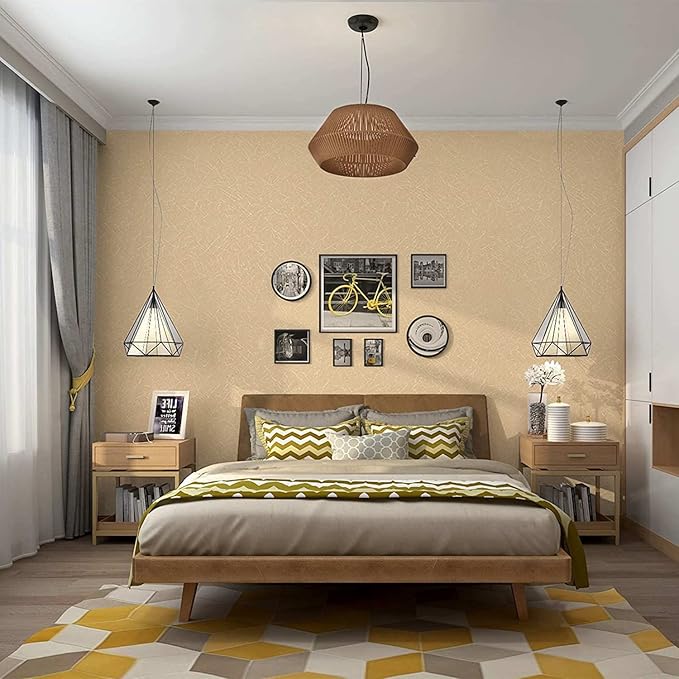 Abyssaly Gold Beige Wallpaper Peel and Stick Wallpaper Removable Contact Paper Embossed Self Adhesive Silk Texture Cabinet Furniture Countertop Shelf Liner Wall Paper15.7in X 393.7in