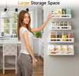 6 Pack Strong Magnetic Spice Rack for Refrigerator, Multipurpose Magnetic Shelf for Fridge with 4 Hooks for kitchen and Bathroom Organization, White