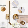 ZEROUNO Modern Plug in Wall Sconce Set of 2, Gold LED Wall Mounted Reading Lamp with Switch, Minimalist Linear Wall Light Fixture with 5.9FT Clear Cord for Bedroom Living Room Hallway Decor