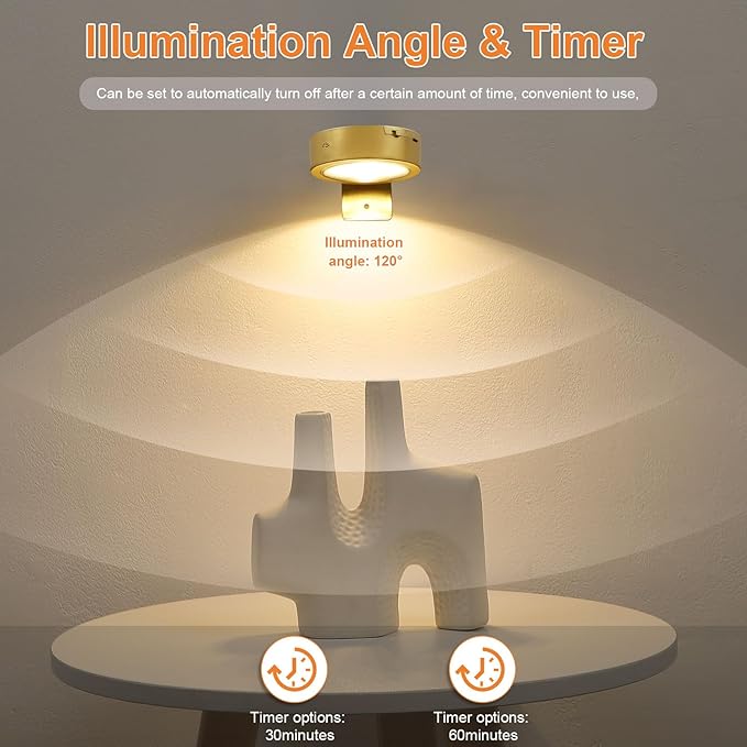 3Pcs Rechargeable Picture Lights,13 RGB Color Magnetic Led Wireless Art Display Light Battery Operated Wall Lights for Pictures with Remote Dimmable and Timer, for Picture Frame Paintings-RGB Gold