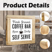 Vintage Coffee Bar Signs Fresh Brewed Coffee Bar Open Daily Self Serve Farmhouse Cafe Sign Wall Decor for Kitchen Home Office Rustic Coffees Style Decor Square Wood cafe Art 5.9x5.9 Inch