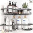 Corner Shower Caddy - 2 Pack, Adhesive Shower Organizers, Rustproof Stainless Steel Shower Shelves with 8 Hooks, No Drilling Bathroom Organizers and Storage Racks, Space-Saving, Grey, Large