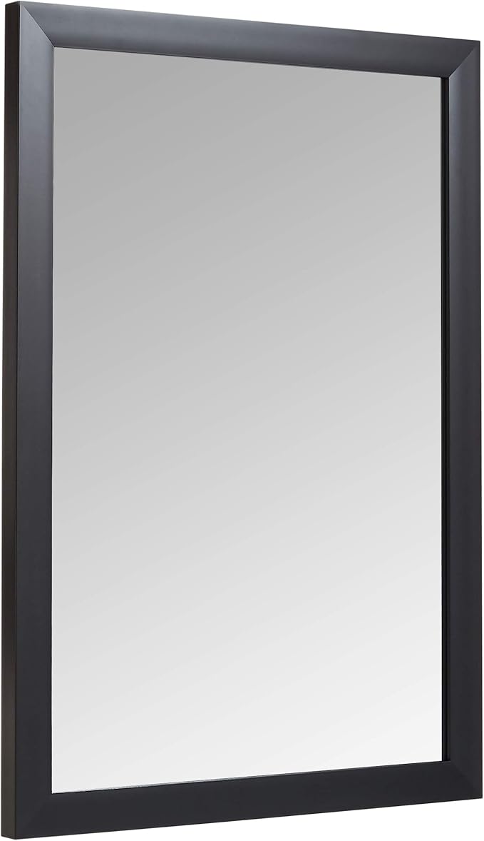 Amazon Basics Rectangular Wall Mount Mirror for Bedroom, Living Room, Entryway, Standard Trim, 20" x 28", Black