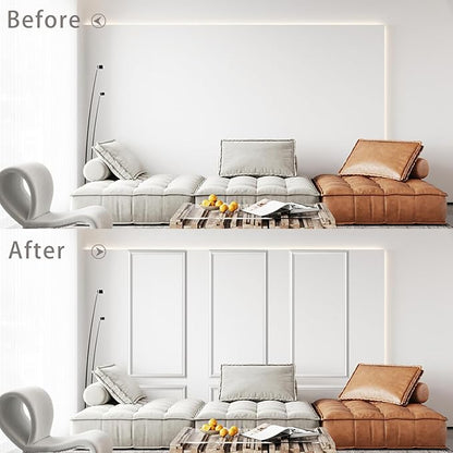 Peel and Stick Wall Molding Kit,6 Sets Pre-Cut Wainscoting Panels for Interior Wall Moulding Decor,Pre Made Wainscoting Wall Panel for Home Decoration Accent Wall (24x54in)