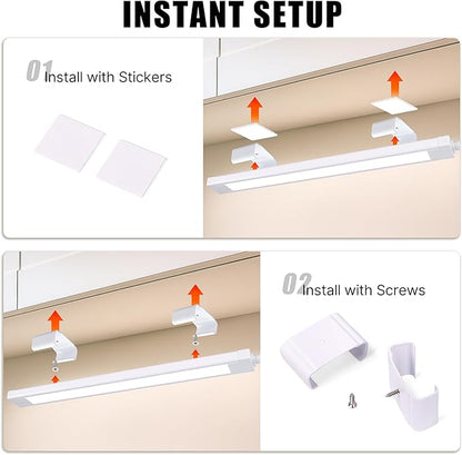 4 Pcs 14inch Plug in Under Cabinet Lighting for Kitchen, 6500k Bright White LED Under Counter Wired Lights for Shelf/Bookshelf/Workbench/Over Sink Linkable 110V LED Light Bar