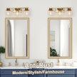 3-Light Brushed Brass Bathroom Vanity Lights, Gold Bathroom Light Fixtures Over Mirror with Globe Glass Shade, 22in Modern Wall Sconces for Bath Mirror Bedroom Hallway, E26 Base (Bulbs Not Included)