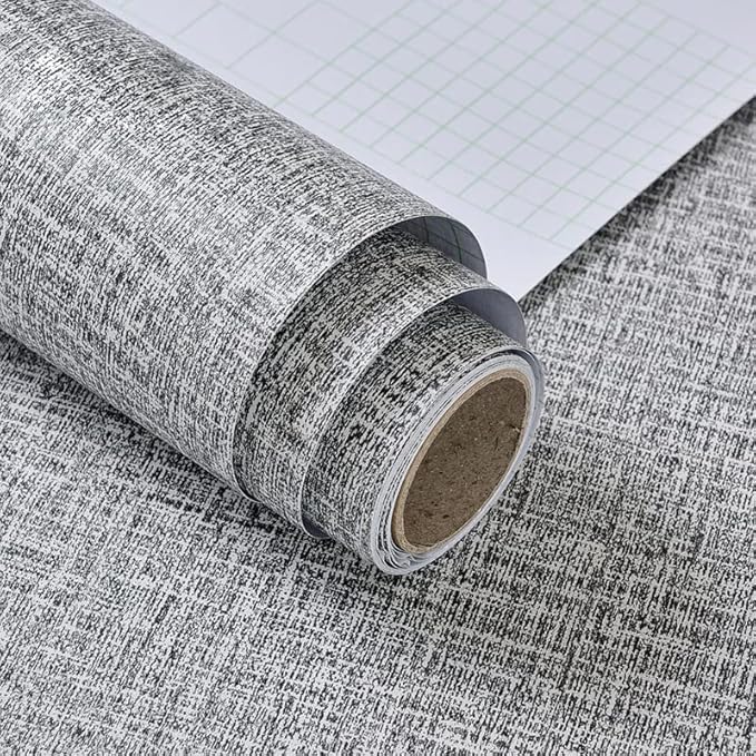 Yancorp 24"x120" Textured Fabric Wallpaper Faux Grasscloth Peel and Stick Self-Adhesive Removable Wallpaper Liners for Cabinets and Counter Tops