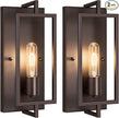 Industrial Wall Sconces Set of 2, Vintage Brown Wall Light Fixture E26 Base, Metal Rustic Wall Mount Lamp, Modern Indoor Lighting Hardwired