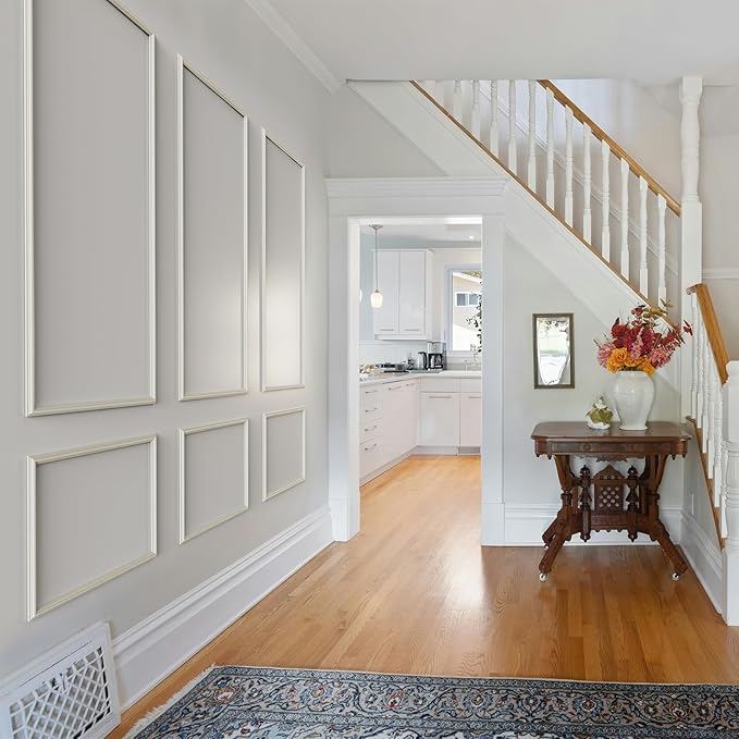 Melkus Wall Molding 3 Set Premade Wainscoting Panels for Interior Wall Décor Installed with Construction Glue Wainscoting Accent Panel (Top 63x39 in+Bottom 28x39 in) Style 2
