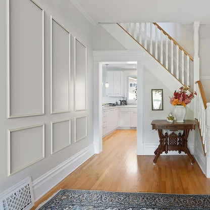 Melkus Wall Molding 3 Set Premade Wainscoting Panels for Interior Wall Décor Installed with Construction Glue Wainscoting Accent Panel (Top 63x39 in+Bottom 28x39 in) Style 2