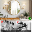 Rechargeable Wall sconces Set of Two,Battery Operated Wall sconce with Remote Control,Wireless Wall lights Dimmable,15 Color Changing,Gold Battery Wall Lamp no wiring for Bedroom Living Room Hallway
