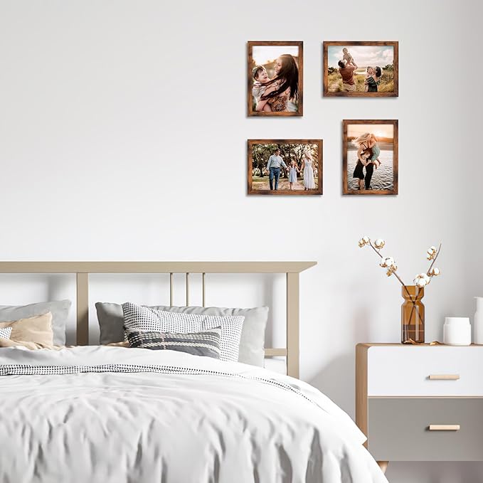 Hoikwo 18 Packs 5x7 Rustic Brown Multi Plastic Picture Frames Set with Plastic Cover for Family Photos, Artwork, Light Weight Bulk 5 by 7 Frames Pack for Wall Hanging and Table, Stylish Picture Frames
