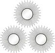 3 Pack Metal Mirrors for Wall Sunburst Wall Mirrors Home Décor Decorative Hanging Wall Art for Living Room Bedroom Entryway (Black2, Sunburst)