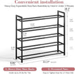 Bumusty 5-Tier Expandable Shoe Rack for Closet, 18“-33” Adjustable Shoe Rack for Small Space, Small Shoe Organizer for Front Door, Sturdy Metal (Black)