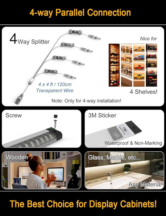 EBD LED Display Cabinet Lighting 4-Way 1.2m / 48