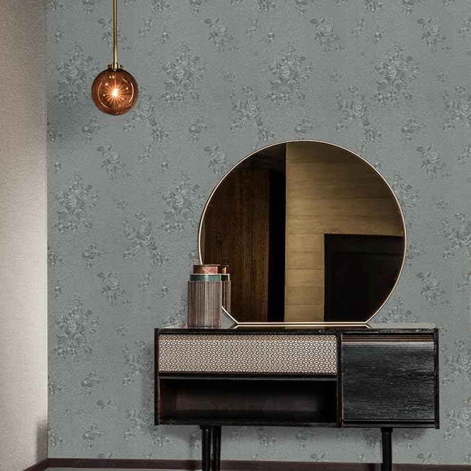 Grey Floral Peel and Stick Wallpaper Embossed Contact Paper 17.7 inch x 196.8inch Floral Contact Paper Pure Solid Grey Waterproof Gray Flower Wall Vinyl Self Adhesive Decorative Vinyl