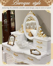 3 Styles Vintage Gold Mirror Set Wall Decorative, Vintage Wall Mirror Antique Hanging and Tabletop with Stand for Living Room Bedroom Dresser, Classic Home Wedding Decor(Classic Style)