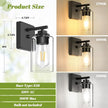 Set of 2 Wall Sconces for Bathroom, Modern Vanity Light Fixtures, Matte Black Wall Mount Lighting Lanterns, Farmhouse Wall Lights with Clear Glass Shade for Bedroom Living Room Mirror Hallway Kitchen